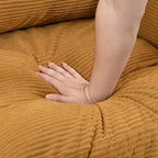 Divanetto a 2 posti moderno con 2 cuscini, schiuma ad alta densità e struttura in legno, Arancione / Grigio chiaro / Grigio scuro