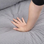 Divanetto a 2 posti moderno con 2 cuscini, schiuma ad alta densità e struttura in legno, Arancione / Grigio chiaro / Grigio scuro