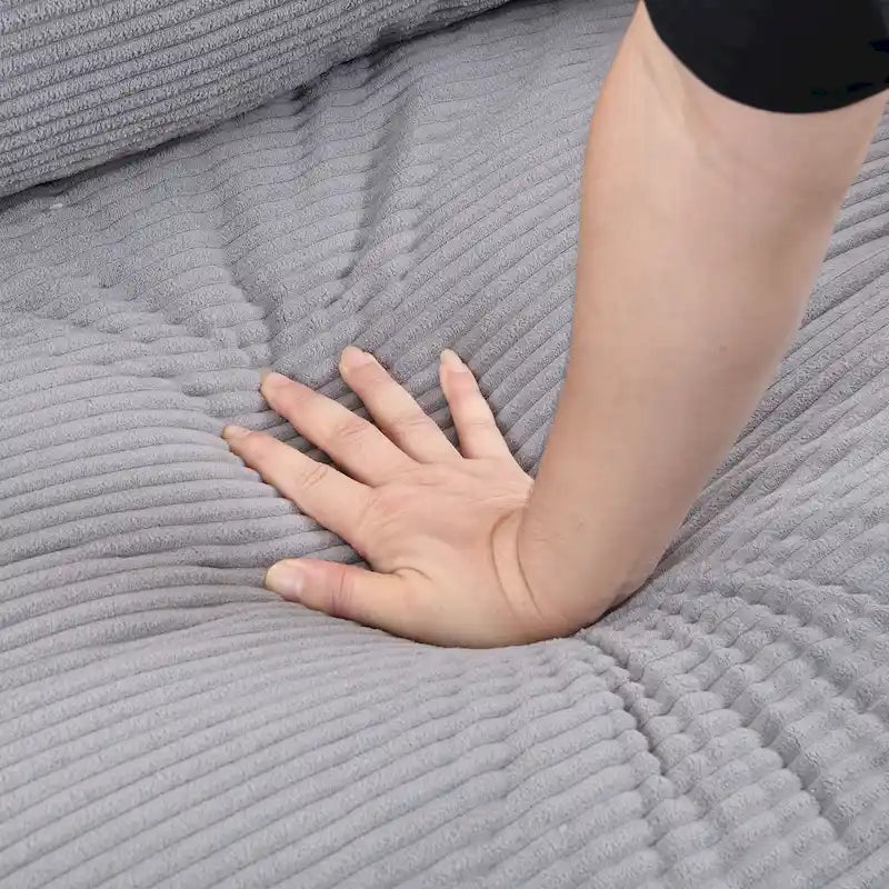 Divanetto a 2 posti moderno con 2 cuscini, schiuma ad alta densità e struttura in legno, Arancione / Grigio chiaro / Grigio scuro