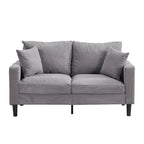 Divanetto a 2 posti moderno con 2 cuscini, schiuma ad alta densità e struttura in legno, Arancione / Grigio chiaro / Grigio scuro