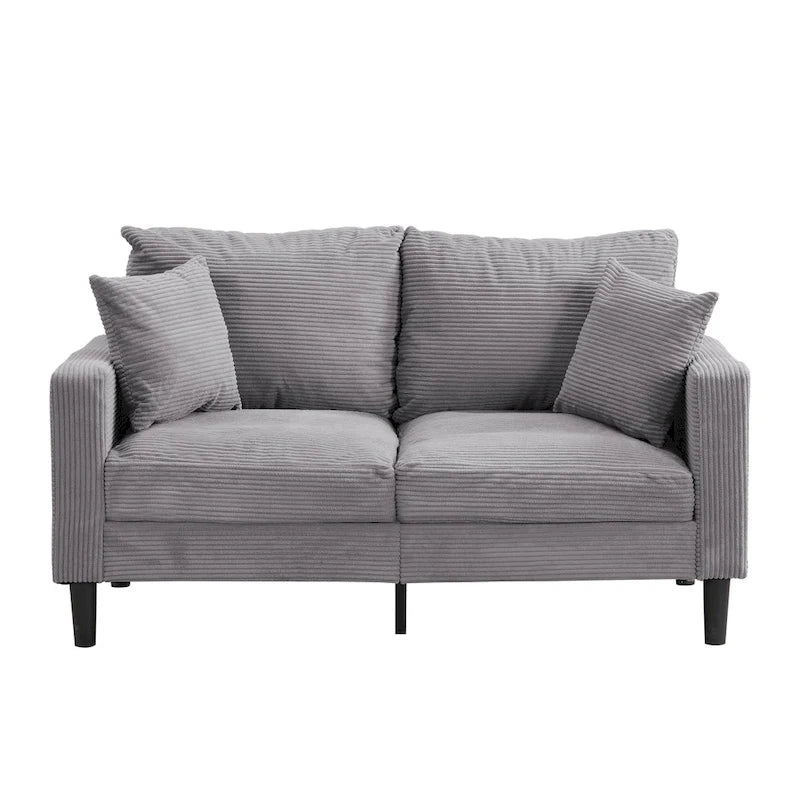 Divanetto a 2 posti moderno con 2 cuscini, schiuma ad alta densità e struttura in legno, Arancione / Grigio chiaro / Grigio scuro