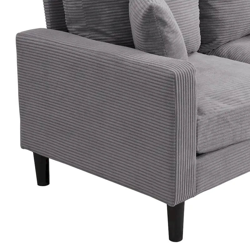 Divanetto a 2 posti moderno con 2 cuscini, schiuma ad alta densità e struttura in legno, Arancione / Grigio chiaro / Grigio scuro