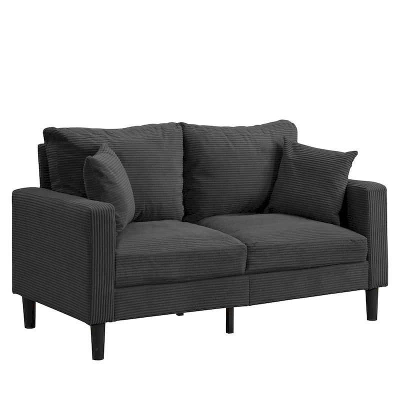 Divanetto a 2 posti moderno con 2 cuscini, schiuma ad alta densità e struttura in legno, Arancione / Grigio chiaro / Grigio scuro