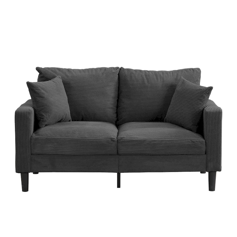 Divanetto a 2 posti moderno con 2 cuscini, schiuma ad alta densità e struttura in legno, Arancione / Grigio chiaro / Grigio scuro