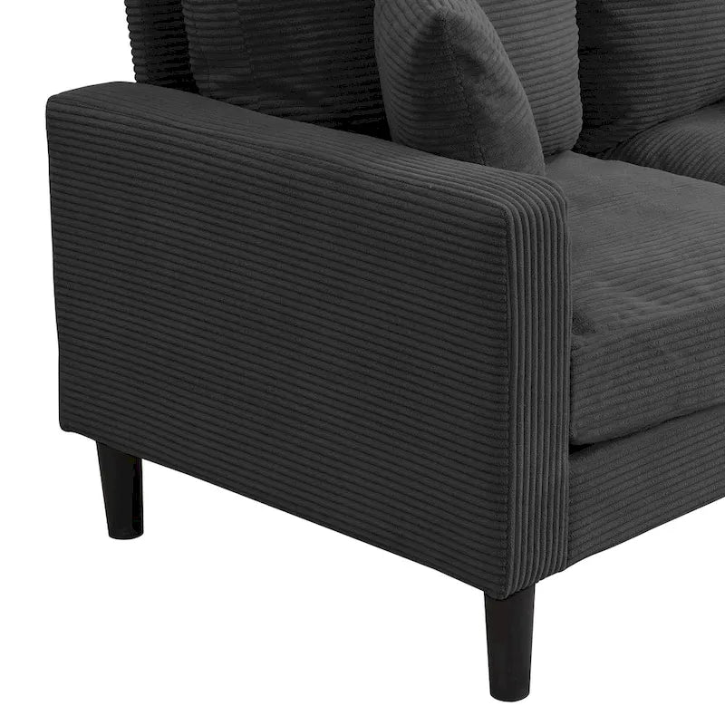 Divanetto a 2 posti moderno con 2 cuscini, schiuma ad alta densità e struttura in legno, Arancione / Grigio chiaro / Grigio scuro