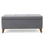 Panca Pouf Contenitore Grigio e Marrone, 1 posto, 96,5 cm