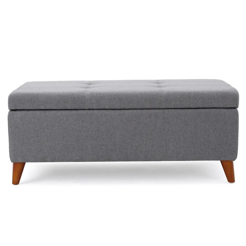 Panca Pouf Contenitore Grigio e Marrone, 1 posto, 96,5 cm