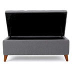 Panca Pouf Contenitore Grigio e Marrone, 1 posto, 96,5 cm