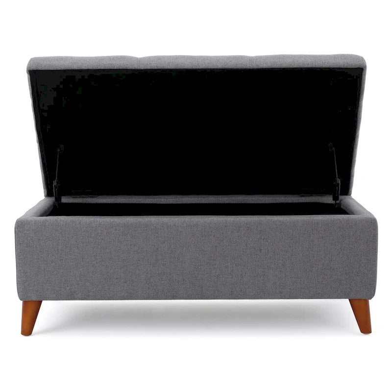 Panca Pouf Contenitore Grigio e Marrone, 1 posto, 96,5 cm