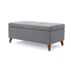 Panca Pouf Contenitore Grigio e Marrone, 1 posto, 96,5 cm