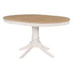 Set da 5 Pezzi Tavolo da Pranzo Rotondo, Tavolo e Sedie da Cucina in Legno Massello con Tavolo Allungabile e 4 Sedie Imbottite