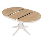Set da 5 Pezzi Tavolo da Pranzo Rotondo, Tavolo e Sedie da Cucina in Legno Massello con Tavolo Allungabile e 4 Sedie Imbottite