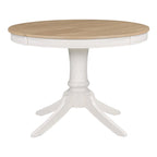 Set da 5 Pezzi Tavolo da Pranzo Rotondo, Tavolo e Sedie da Cucina in Legno Massello con Tavolo Allungabile e 4 Sedie Imbottite