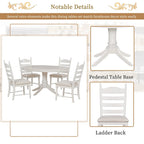 Set da 5 Pezzi Tavolo da Pranzo Rotondo, Tavolo e Sedie da Cucina in Legno Massello con Tavolo Allungabile e 4 Sedie Imbottite