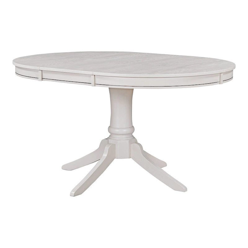 Set da 5 Pezzi Tavolo da Pranzo Rotondo, Tavolo e Sedie da Cucina in Legno Massello con Tavolo Allungabile e 4 Sedie Imbottite