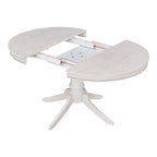 Set da 5 Pezzi Tavolo da Pranzo Rotondo, Tavolo e Sedie da Cucina in Legno Massello con Tavolo Allungabile e 4 Sedie Imbottite