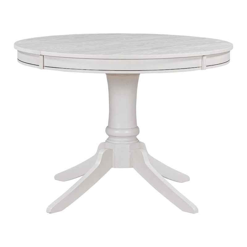 Set da 5 Pezzi Tavolo da Pranzo Rotondo, Tavolo e Sedie da Cucina in Legno Massello con Tavolo Allungabile e 4 Sedie Imbottite