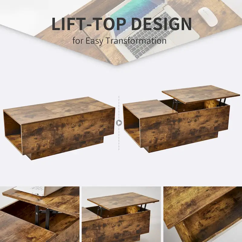 Tavolino da caffè nuovo regolabile in Noce o Grigio, Scrivania da soggiorno rettangolare con spazio per riporre gli oggetti