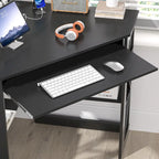 Scrivania angolare triangolare con prese e porte USB – Bianco/Nero/Marrone, Postazione singola