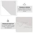 Scrivania angolare triangolare con prese e porte USB – Bianco/Nero/Marrone, Postazione singola