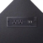 Scrivania angolare triangolare con prese e porte USB – Bianco/Nero/Marrone, Postazione singola