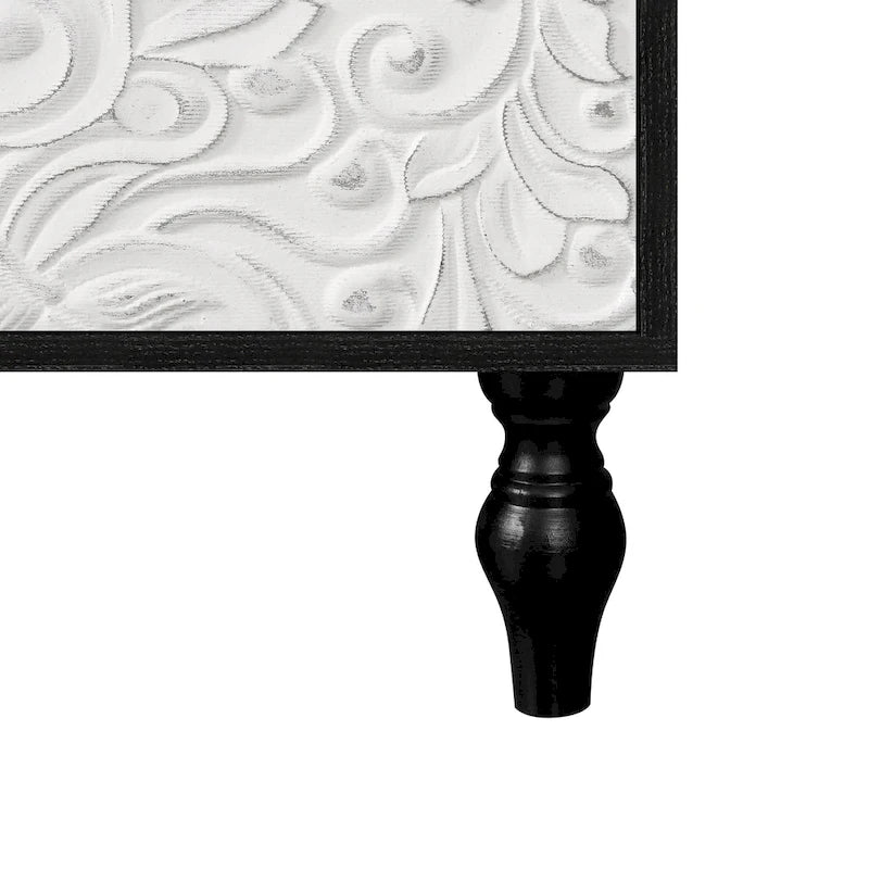 Mobile TV 160 cm nero e naturale/bianco nero, ante intagliate, gambe in legno