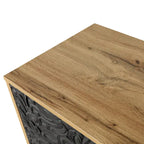 Mobile TV 160 cm nero e naturale/bianco nero, ante intagliate, gambe in legno