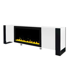 Mobile TV con Caminetto Minimalista Bianco/Nero, con 2 Armadietti, Adatto a TV fino a 78", Montaggio per 2 Persone