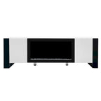 Mobile TV con Caminetto Minimalista Bianco/Nero, con 2 Armadietti, Adatto a TV fino a 78", Montaggio per 2 Persone