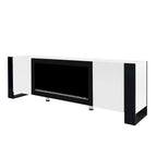 Mobile TV con Caminetto Minimalista Bianco/Nero, con 2 Armadietti, Adatto a TV fino a 78", Montaggio per 2 Persone