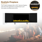 Mobile TV con Caminetto Minimalista Bianco/Nero, con 2 Armadietti, Adatto a TV fino a 78", Montaggio per 2 Persone