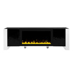 Mobile TV con Caminetto Minimalista Bianco/Nero, con 2 Armadietti, Adatto a TV fino a 78", Montaggio per 2 Persone