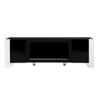 Mobile TV con Caminetto Minimalista Bianco/Nero, con 2 Armadietti, Adatto a TV fino a 78", Montaggio per 2 Persone