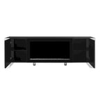 Mobile TV con Caminetto Minimalista Bianco/Nero, con 2 Armadietti, Adatto a TV fino a 78", Montaggio per 2 Persone