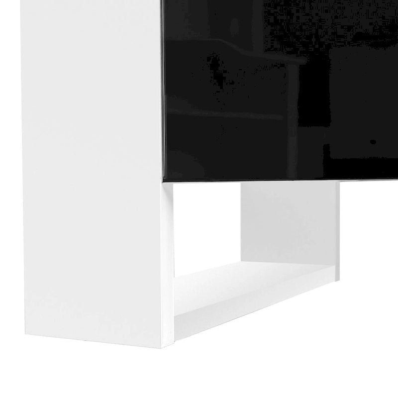 Mobile TV con Caminetto Minimalista Bianco/Nero, con 2 Armadietti, Adatto a TV fino a 78", Montaggio per 2 Persone