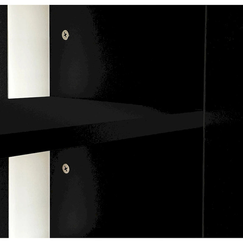 Mobile TV con Caminetto Minimalista Bianco/Nero, con 2 Armadietti, Adatto a TV fino a 78", Montaggio per 2 Persone