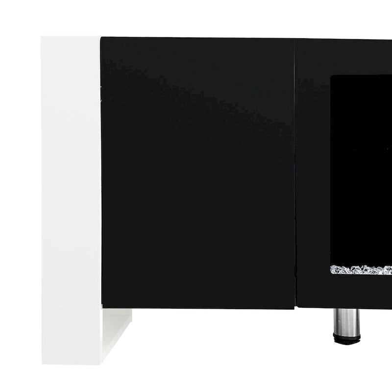 Mobile TV con Caminetto Minimalista Bianco/Nero, con 2 Armadietti, Adatto a TV fino a 78", Montaggio per 2 Persone