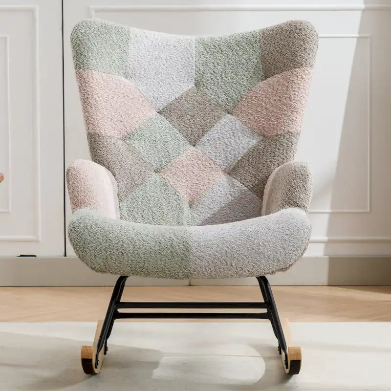 Sedia a dondolo per bambini a forma di orsetto, multicolore, con base a dondolo, a posto singolo