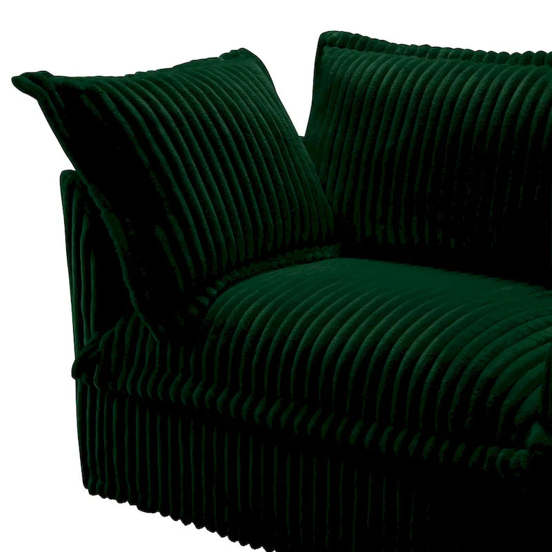 Divano Sezionale Modulare in Velluto a Coste Verde / Cammello / Nero, Senza Braccioli, 2–4 Posti, Fodere Sfoderabili