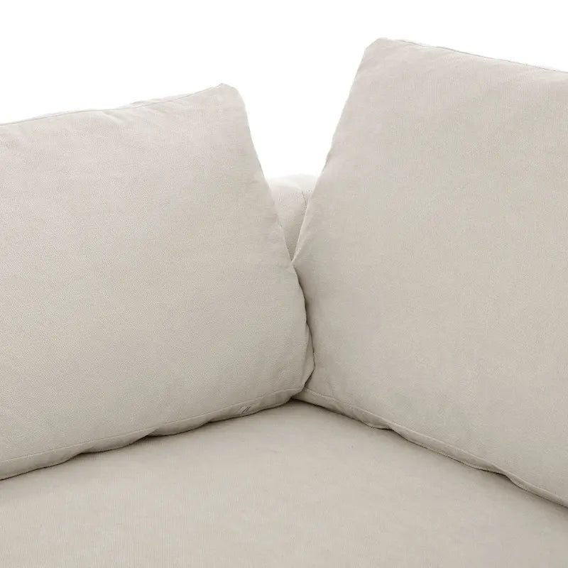 Divano componibile a L beige per 3-4 persone, poggiapiedi regolabile, chaise longue reversibile