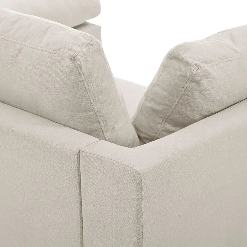 Divano componibile a L beige per 3-4 persone, poggiapiedi regolabile, chaise longue reversibile