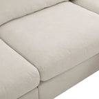 Divano componibile a L beige per 3-4 persone, poggiapiedi regolabile, chaise longue reversibile