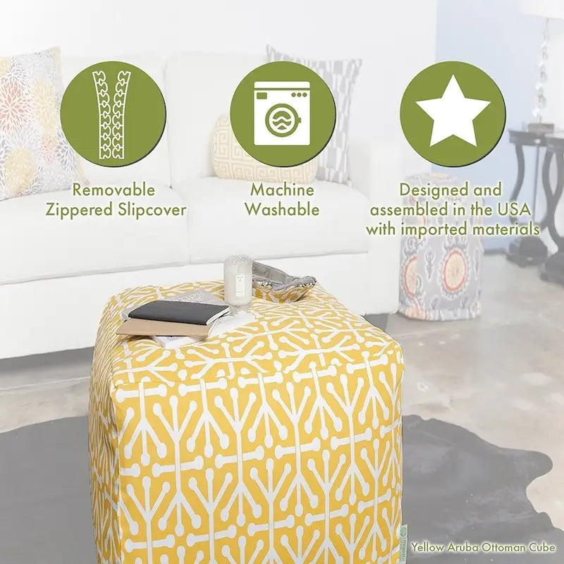 Majestic Home Goods Pouf Ottomano Cubo da Interno a Grandi Pois - Piccolo