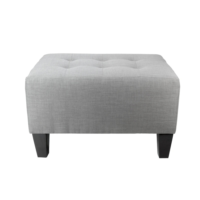 MJL Furniture MAX Squared Pouf Decorativo Rivestito Grigio con Bottoni e Imbottitura Rigida