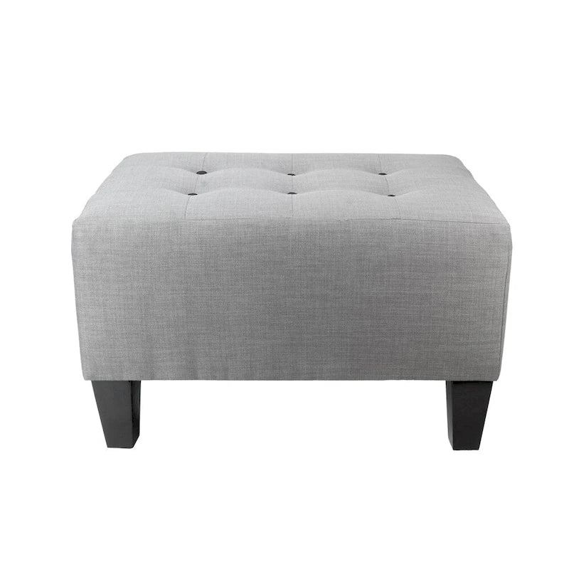 MJL Furniture MAX Squared Pouf Decorativo Rivestito Grigio con Bottoni e Imbottitura Rigida