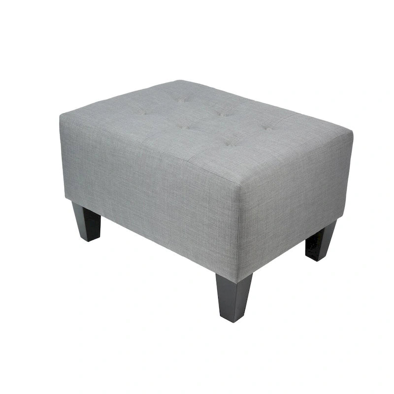 MJL Furniture MAX Squared Pouf Decorativo Rivestito Grigio con Bottoni e Imbottitura Rigida