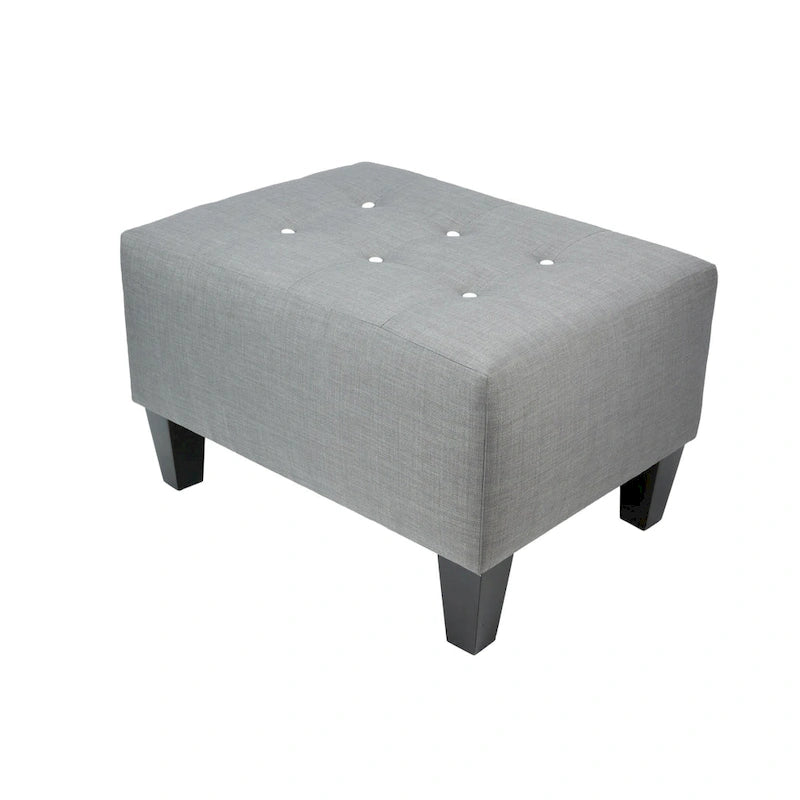 MJL Furniture MAX Squared Pouf Decorativo Rivestito Grigio con Bottoni e Imbottitura Rigida