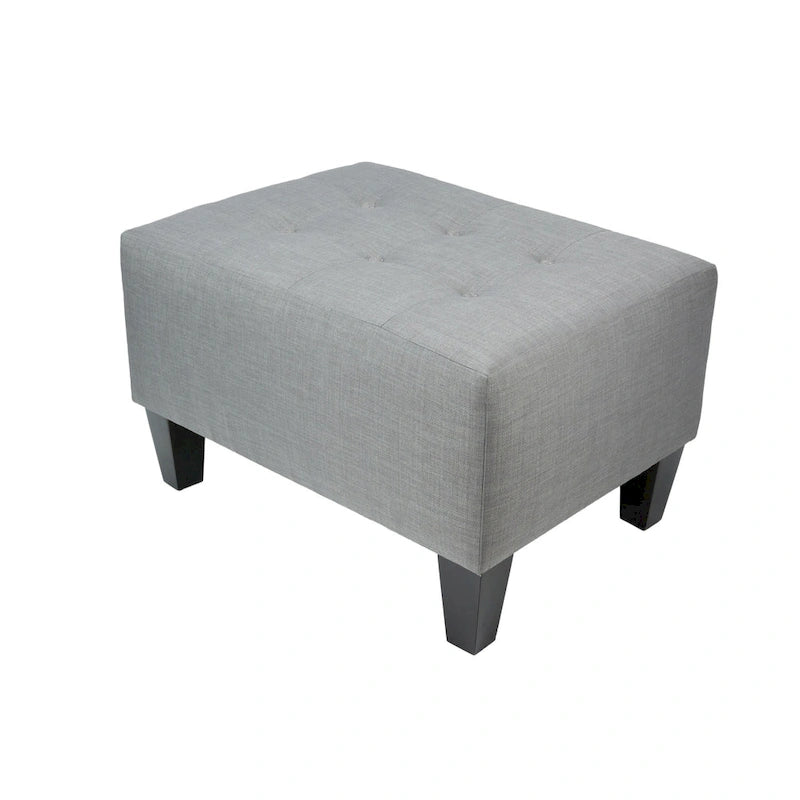 MJL Furniture MAX Squared Pouf Decorativo Rivestito Grigio con Bottoni e Imbottitura Rigida