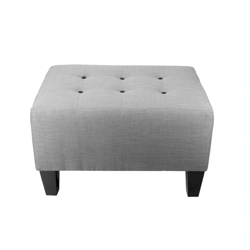 MJL Furniture MAX Squared Pouf Decorativo Rivestito Grigio con Bottoni e Imbottitura Rigida
