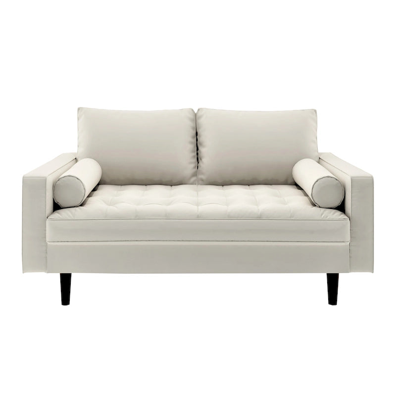 Divanetto Mid-Century a 2 posti in similpelle bianca/marrone/nera/grigia